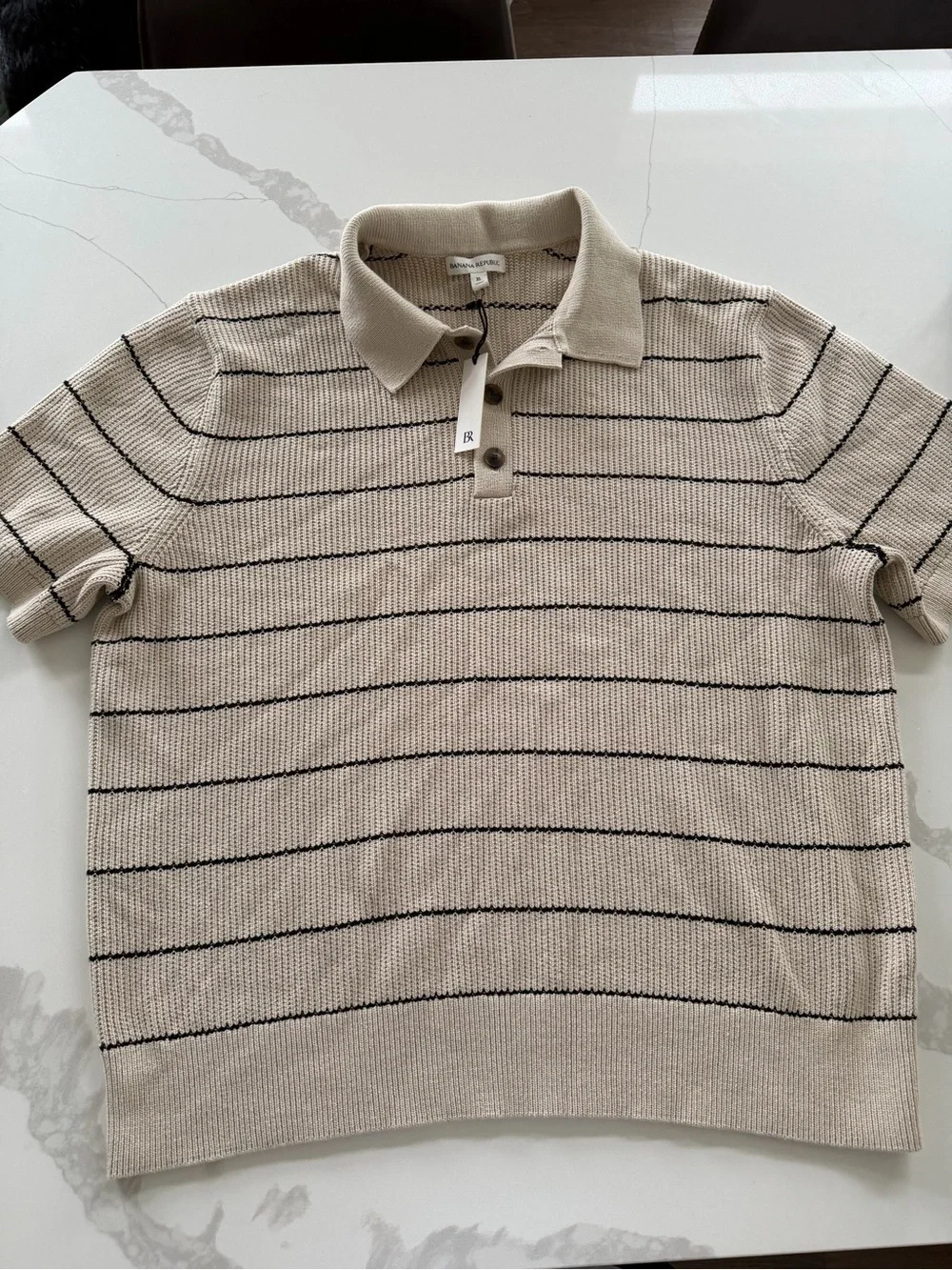 the Banana Republic Textured Striped Sweater Polo